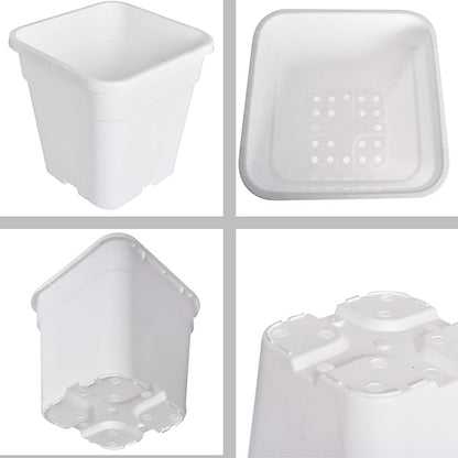 Plant Pots Flower Pot 10-Pack 5 Gallon Planter Nursery Pot Garden Seedling Planters Containers Plastic Injection Molded Pots with Drainage Holes for Outdoor Indoor Plants Vegetables, White
