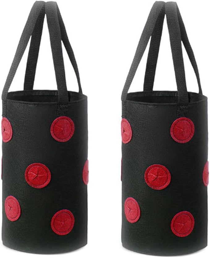 Ulalaza 2 PCS 13 Hole Strawberry Bags with Holes at The Bottom Hanging Planting Bags Hanging Strawberry Planting Bags 3 gallons 20cm*35cm/7.8inch*13.7inch