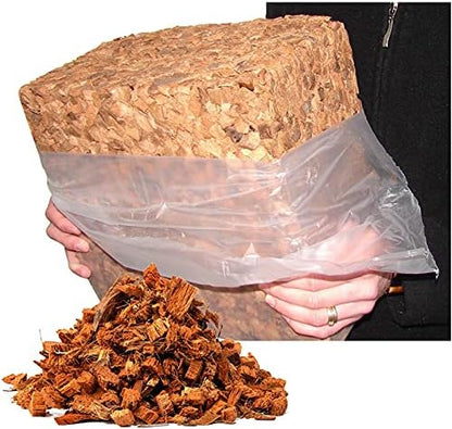 Compressed Coconut Husk Chips 9lbs - Expandable Substrate Block, Coco Coir Fiber Mulch, Reptile Bedding, Potting Soil Mix for Indoor & Outdoor Applications.