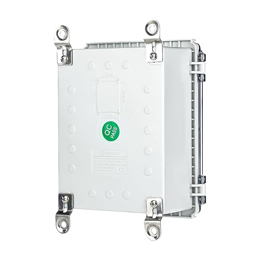 Small Waterproof Electrical Junction Box，IP67 Waterproof Clear ABS Plastic Enclosure Boxes for Outdoor Garden with Hinged Cover, Mounting Plate, Wall Brackets, Cable Glands (8.7"x6.7"x4.3" Clear)