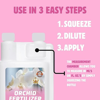 Orchid Fertilizer - Indoor Plant Fertilizer for Orchids Indoors & Outdoors, Indoor Plant Food with Micronutrients for Vibrant Blooms and Strong Root