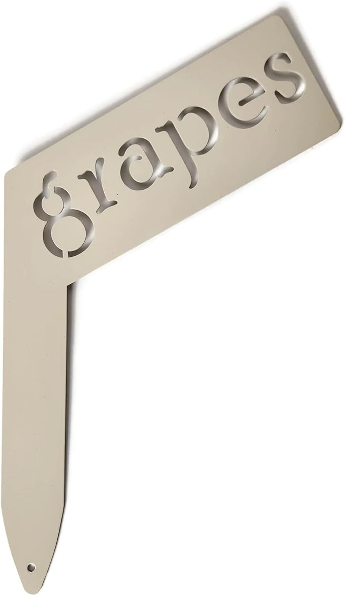 Planter Size Small Metal Garden Plant Vegetable Flower or Herb Markers 13.5 Inches Tall (grapes, Cream)