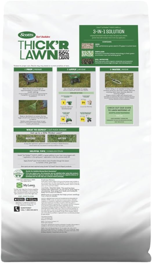 Scotts Turf Builder THICK'R LAWN and EZ Seed Patch & Repair for Tall Fescue, Grass Seed, Fertilizer, and Soil Improver Bundle