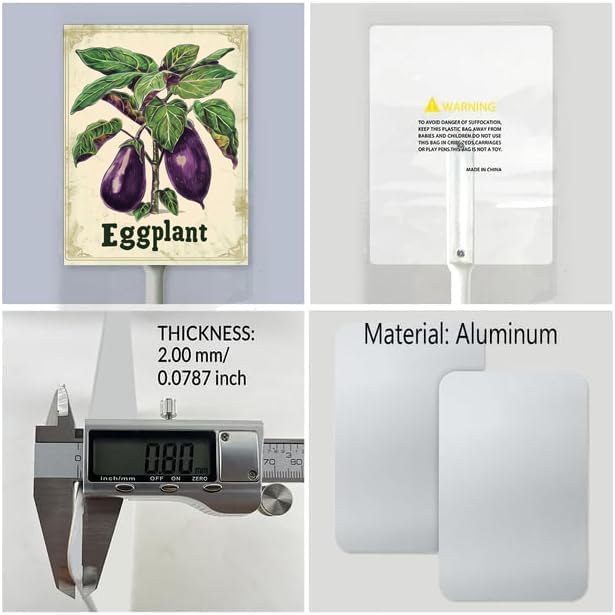 Uptell Vintage Vegetable Signs for Garden with Stake Eggplant Yard Sign Vegetable Garden Label Stakes Plant Markers for Outdoor Plants Waterproof 8.8x7inch