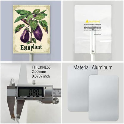 Uptell Vintage Vegetable Signs for Garden with Stake Eggplant Yard Sign Vegetable Garden Label Stakes Plant Markers for Outdoor Plants Waterproof 8x12inch