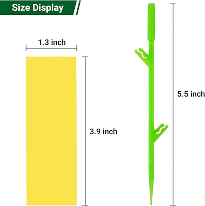 90PCS Yellow Sticky Traps for Indoors/Outdoor Gnat Trap for Plants Fungus Gnats Sticky Traps for Whiteflies Mosquitoes Fruitflies Thrips Aphids. Stake Holders Included Dual-Sided
