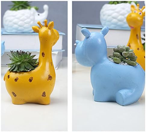 Funnuf Cute Animal Succulent Cactus Flower Planter for Home Garden Office Desktop, 1pcs, Resin Giraffe