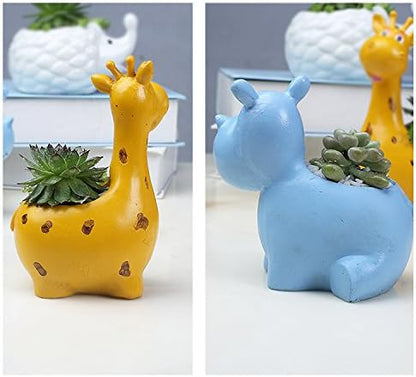Funnuf Cute Animal Succulent Cactus Flower Planter for Home Garden Office Desktop, 1pcs, Resin Giraffe