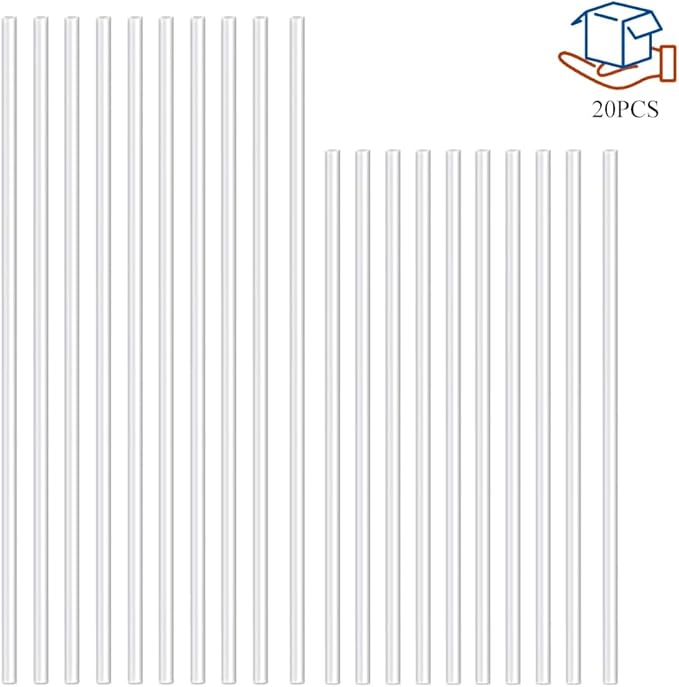 HAHIYO 15 and 18Inches 20Pcs Total (10Pcs Each) Clear Acrylic Plant Stakes Garden Stakes Plastic Rod Plant Support Stakes Floral Sticks for Orchid Tomato Vegetables Potted Indoor Outdoor Gardening