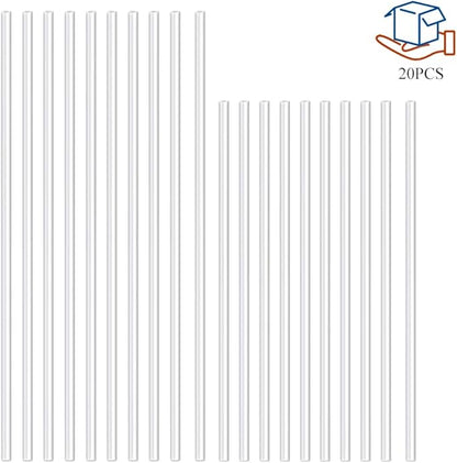 HAHIYO 15 and 18Inches 20Pcs Total (10Pcs Each) Clear Acrylic Plant Stakes Garden Stakes Plastic Rod Plant Support Stakes Floral Sticks for Orchid Tomato Vegetables Potted Indoor Outdoor Gardening