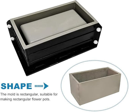 Faddare Silicone Planter Mold, 10x5x3.8inch Silicone Molds for Concrete Flower Pot, Large Planter Mold Rectangle Concrete Flower Pots DIY Container for Succulent Bonsai Decorating(Black)
