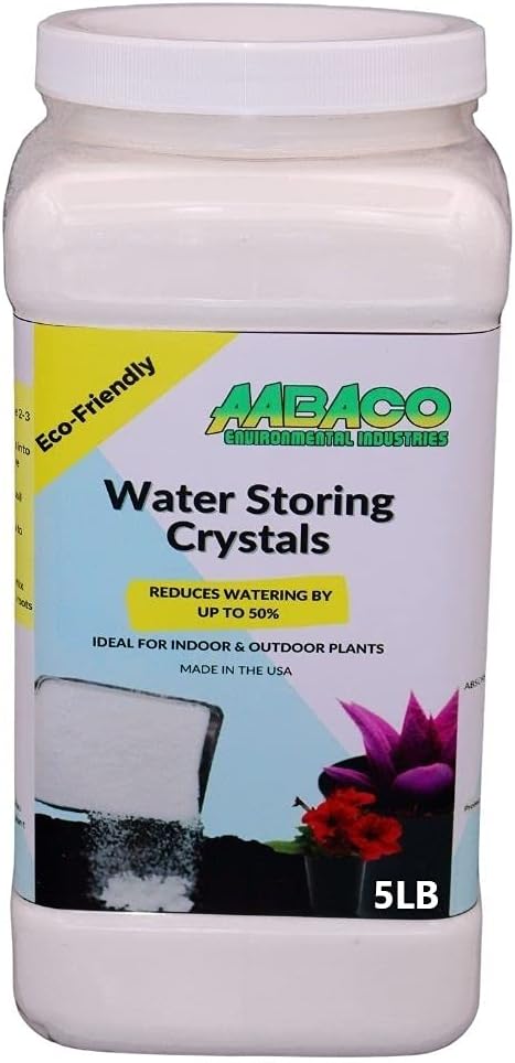 AABACO Water Storing Crystals - for Indoor & Outdoor Plants - Mix Crystals with Soil to Reduce The Amount of Watering Needed - Protect Against Heat - Watch Your Garden & Plant Grow (5LB)