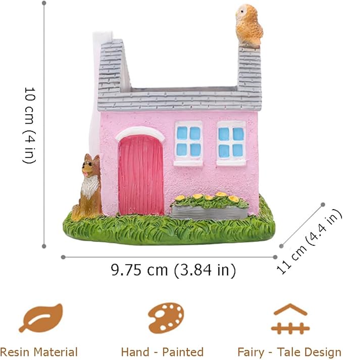 Creative Garden House Plants Flower Pot with Drainage Holes,Cute Dog Succulent Plant Pot Decorated Desk,Garden,Living Room (Red House)