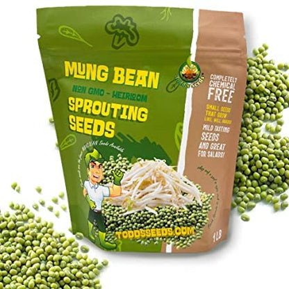 Todd's Seeds - Bundled Wheatgrass Seeds, 1Lb & Mung Bean Sprouting Seeds, 1Lb, Total of 2Lbs