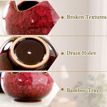 YYW Succulent Pots Small Flower Pots with Drainage Hole Ceramic Planters for Indoor Plants Stylish Plant Pots in Egg Broken Shell Design for Home Office Decor Shallow Plant Pots for Plant Lovers Gifts