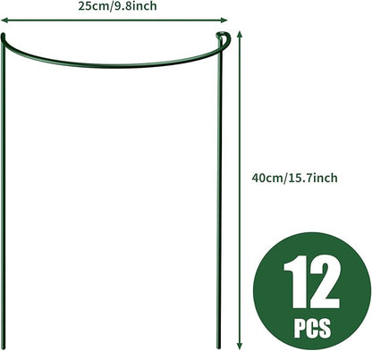 12 Pack Plant Support Stakes,4mm Thick Metal Peony Support,Plant Cage with Twist Ties and Plant Labels,15.7 Inch Plant Supports for Outdoor and Indoor Plants Peony,Tomato,Hydrangea,Rose,Vine