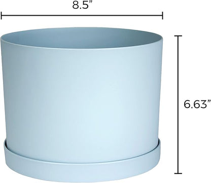Bloem Mathers Planter w/Saucer Tray 8" Misty Blue (Pack of 3)
