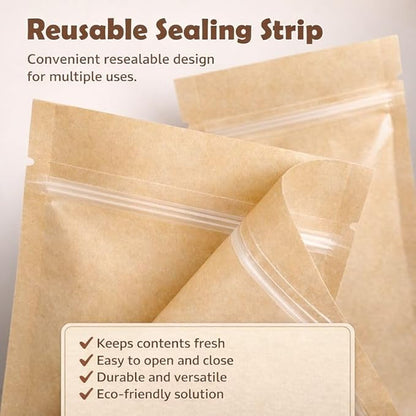 100 Pack Resealable Seed Packets with Clear Window, 4.72 x 3.15 Inch Kraft Paper Seed Packets Envelopes, Self-adhesive Sealing & Preprinted Templates for Seed Storage, Seed Organizer