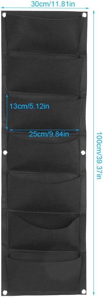 Zerone Vertical Garden Planter, Hanging Grow Bag with 7 Pockets, Wall Mount Plant Container