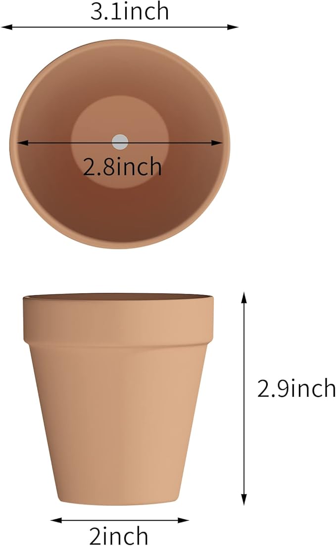 Fcacti 3 Inch Terra Cotta Pots with Drainage - 22 Pack Clay Flower Pots, Succulent/Cactus Nursery Pots,Small Terracotta Pots Great for Plants, Crafts, Wedding Favor