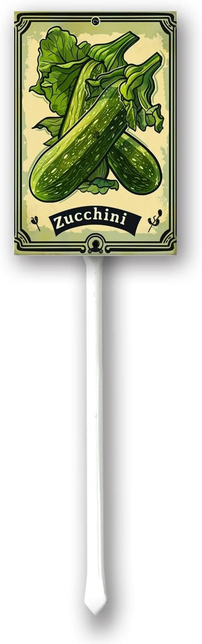 Uptell Vegetable Garden Zucchini Yard Sign Label With Stake Plant Markers For Outdoor Plants Waterproof 8x12inch Nursery Garden Outdoor Sign