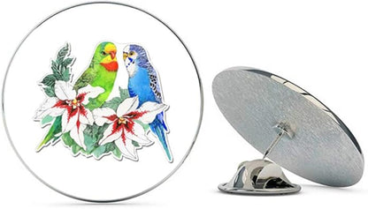 Cute Parakeets Design Modern Metal 0.75" Lapel Hat Pin Tie Tack Pinback