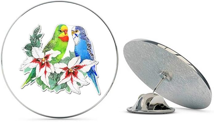 Cute Parakeets Design Modern Metal 0.75" Lapel Hat Pin Tie Tack Pinback