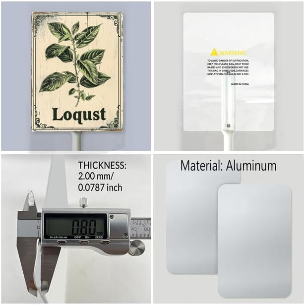 Uptell Vintage Aluminum Loqust Fruit Signs Yard Sign with Stake for Garden Fruit Garden Label Stakes Plant Markers for Outdoor Plants Waterproof 7x8.8 inch