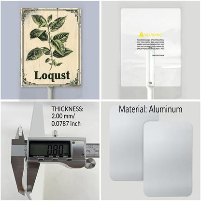 Uptell Vintage Aluminum Loqust Fruit Signs Yard Sign with Stake for Garden Fruit Garden Label Stakes Plant Markers for Outdoor Plants Waterproof 7x8.8 inch