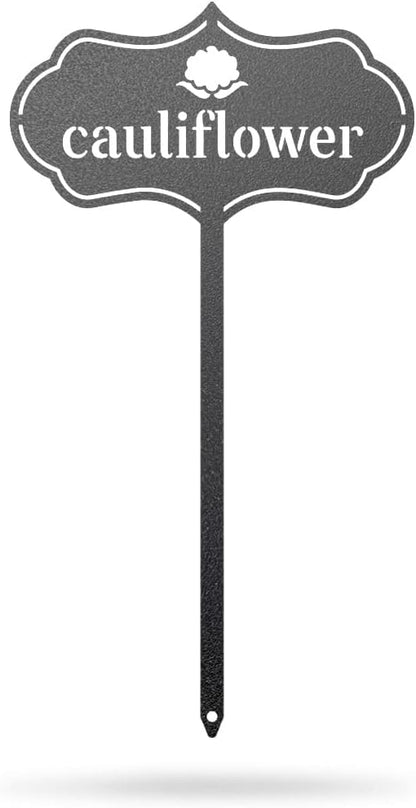 RealSteel Metal Seed & Plant Markers – Elegant Indoor & Outdoor Garden Stakes – Durable Herb, Vegetable & Fruit Plant Labels for Pots, Raised Beds & Greenhouse – Farmhouse Garden Gift - (Cauliflower)