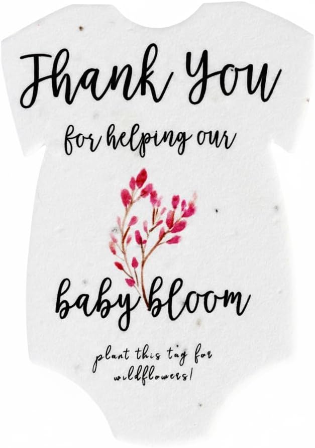 Onesie Seed Paper – 15 Pink Shower Favors for Guests with Wildflower Seeds, Writable & Plantable, Shower Favor Gifts for Guest