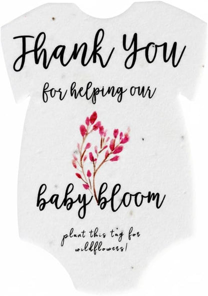 Onesie Seed Paper – 15 Pink Shower Favors for Guests with Wildflower Seeds, Writable & Plantable, Shower Favor Gifts for Guest