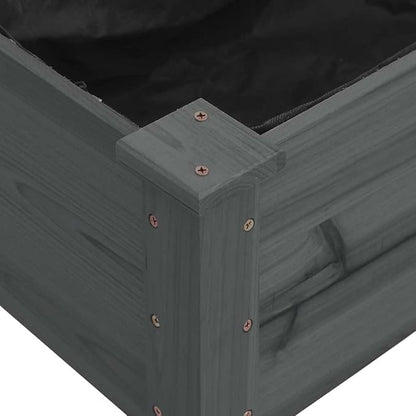 vidaXL Solid Fir Wood Raised Bed with Liner - Square Outdoor Planter Pot, Gray Finish, 47.2" x 47.2" x 9.8" for Garden/Patio Decor