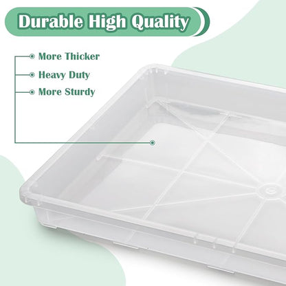 Clear Seed Starter Trays 5 Pack(17"x11"x2"), Reusable Plastic Carrying Seedling & Nursery Trays, Durable Flat Pots Trays, Transparent Square Tray for Planting and Collecting Drainage Water