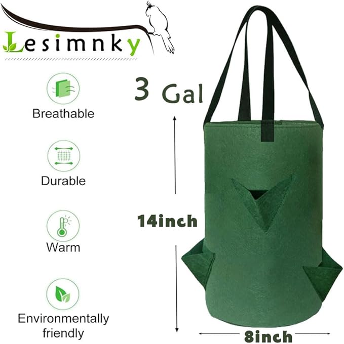 4Pack Upside Down Strawberry Planter, 3 Gallon Hanging Grow Bags for Tomato Vegetables 6 Planting Holes with 4 Hooks,Upside Down Strawberry Plant Hanger Vegetable Planting Bags for House (Dark Green)