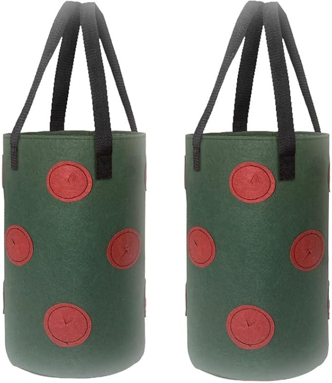 Ulalaza 2 PCS 13 Hole Strawberry Bags with Holes at The Bottom Hanging Planting Bags Hanging Strawberry Planting Bags 3 gallons 20cm*35cm/7.8inch*13.7inch