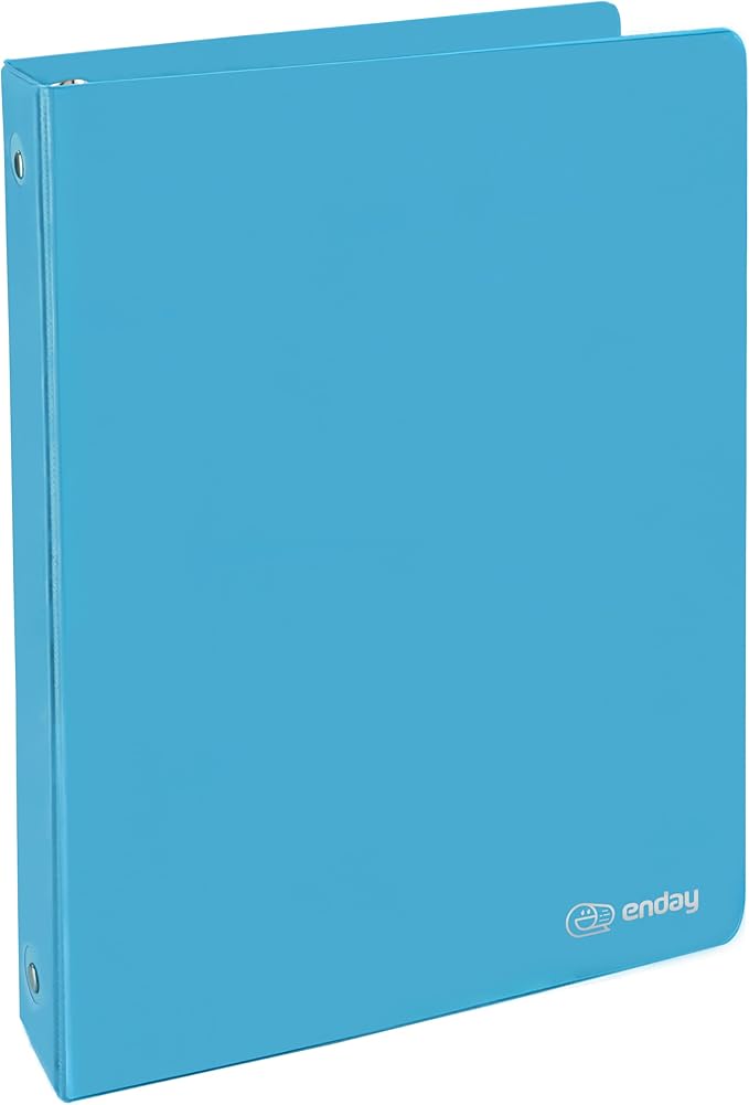 1 Inch 3 Ring Binder 1” Binder Blue Clear View Cover with 2 Inside Pockets, Colored School Supplies Office and Home Binders – by Enday