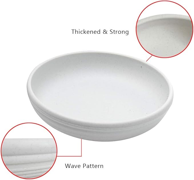 SAROSORA Round Plastic Plant Saucer Drip Tray Set of 6 for Indoor Outdoor Home Garden Flower Plant Container Flower Pot Pallets ((9.4''+10.4"+12'') x2, White-Grey)