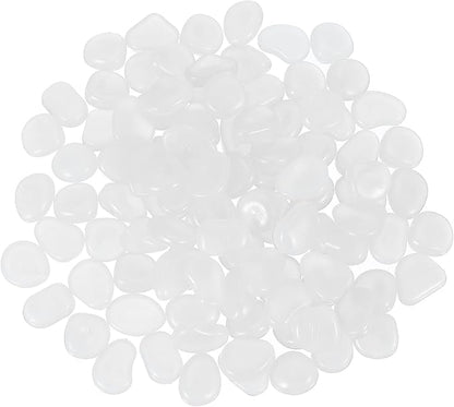 PATIKIL Glowing Stones, 300 Pcs Glow in The Dark Rocks for Indoor Outdoor Fish Tank Decorations Garden Yard Landscaping Gifts for Friends, White