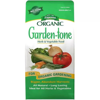 Espoma Organic Garden-Tone 3-4-4 Organic Fertilizer for Cool & Warm Season Vegetables and Herbs. Grow an Abundant Harvest of Nutritious and Flavorful Vegetables – 4 lb. Bag - Pack of 2