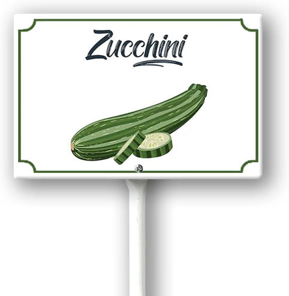 Boylee 8x12inch Aluminum Garden Signs for Vegetables, Flowers & Herbs - Modern, Weatherproof, Easy to Install - Zucchini Garden Signs with Stake