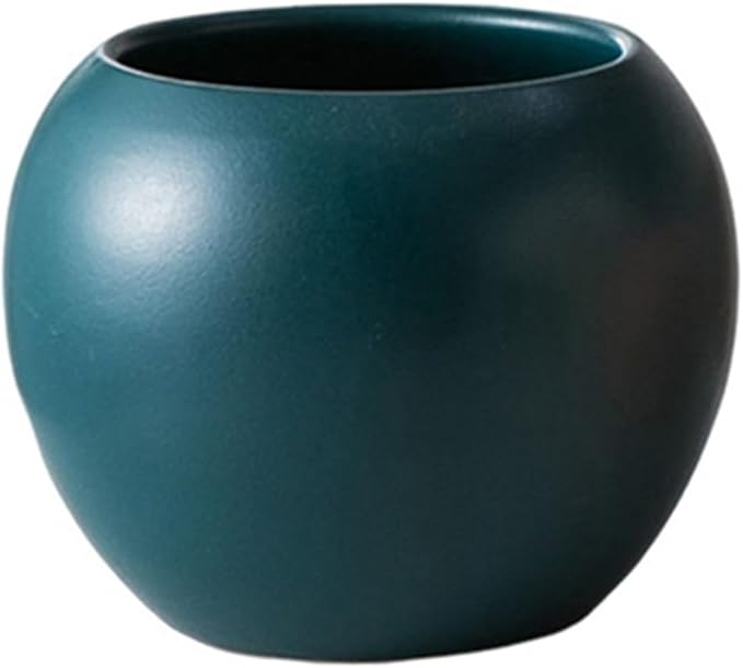Retro Green Spherical Ceramic Plant Pots Succulent Small Plant Pot Indoor Modern Decorative Indoor-Outdoor Garden Plant Pots with Drainage Holes - Plants Not Included 3.94 x 3.94 x 3.15 Inch