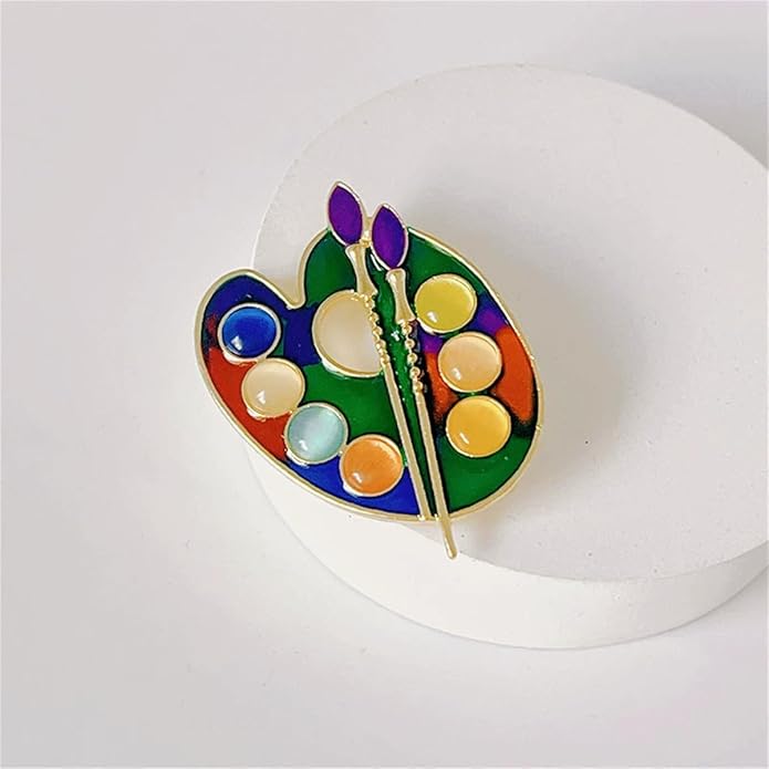 ONLYJUMP Painter Palette Brooch Pin for Women Girls Dainty Colorful Paint Palette Brush Artist Painter Lapel Pin Gift Jewelry Art Teacher Hat Bag Suit Tie Birthday Xmas Badges Painting Lovers Jewelry Gift