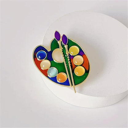ONLYJUMP Painter Palette Brooch Pin for Women Girls Dainty Colorful Paint Palette Brush Artist Painter Lapel Pin Gift Jewelry Art Teacher Hat Bag Suit Tie Birthday Xmas Badges Painting Lovers Jewelry Gift
