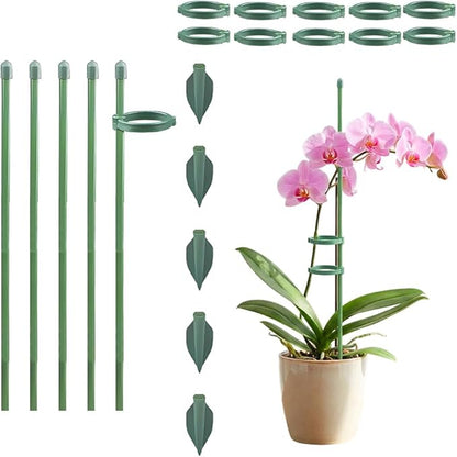 Extendable Plant Stakes, 17 Inch Plant Support Stakes with Clips, Sturdy Plant Stakes for Indoor Outdoor,Garden Sticks for Tomato,Orchid,Climbing Plants (30cm, 5Pcs)