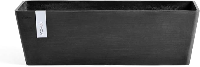 Ecopots Bruges Durable Modern Rectangular Indoor/Outdoor Recycled-Based Composite Flower Pot Planter, Dark Grey, 21.5"