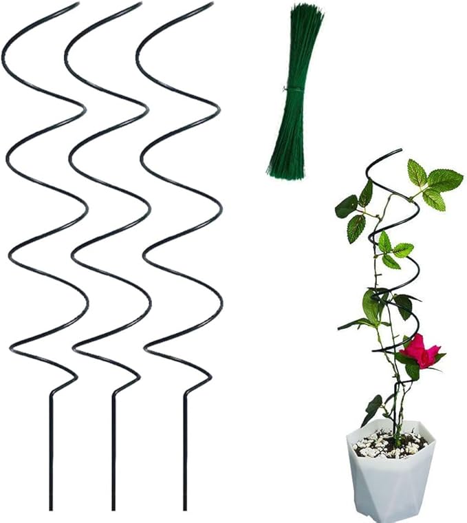 3 PCS Tomato Twist Stake, 2025 Premium Tomato Stakes and Supports, Metal Plant Support Garden Stakes, Spiral Plant Support for Potted Plants Tomato, Climbing Plant Stakes Tower Plant Supports