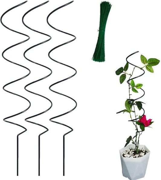 3 PCS Tomato Twist Stake, 2025 Premium Tomato Stakes and Supports, Metal Plant Support Garden Stakes, Spiral Plant Support for Potted Plants Tomato, Climbing Plant Stakes Tower Plant Supports