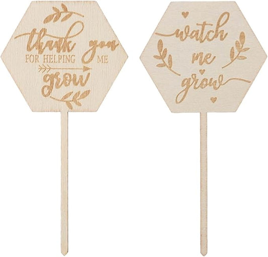 Watch Me Grow Succulent Tags, 36pcs Hexagon Plant Stakes Labels Baby Shower Succulent Tag for Seed Flowers Garden Potted Plants