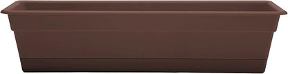 Bloem Dura Cotta Window Box Planter: 24" - Chocolate - with Tray, Weatherproof Resin Box, Removable Tray for Indoor & Outdoor Use, Gardening, 3 Gallon Capacity